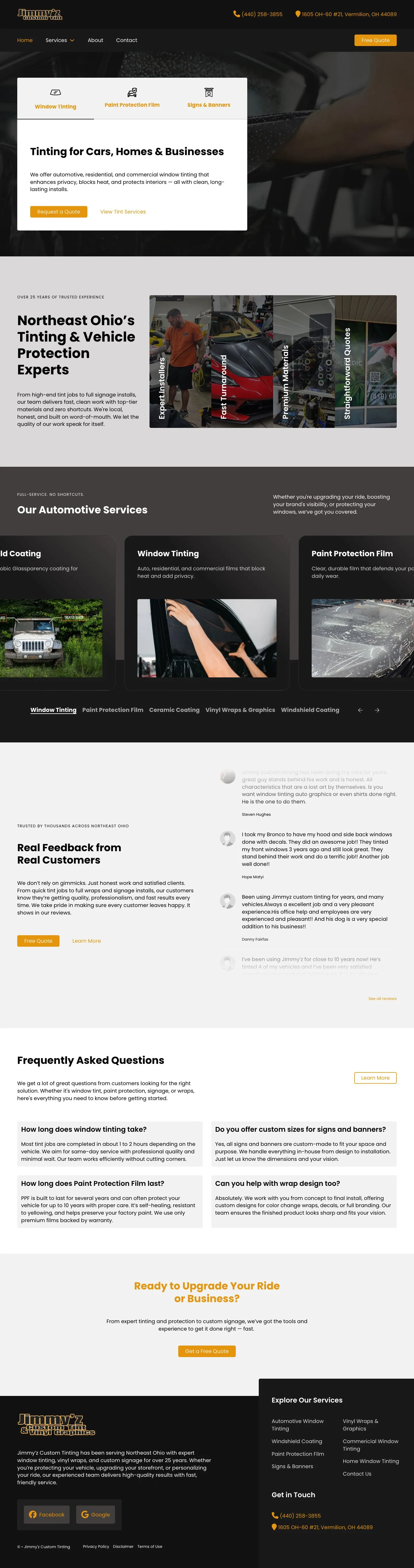 Jimmy'z Custom Tinting's homepage
