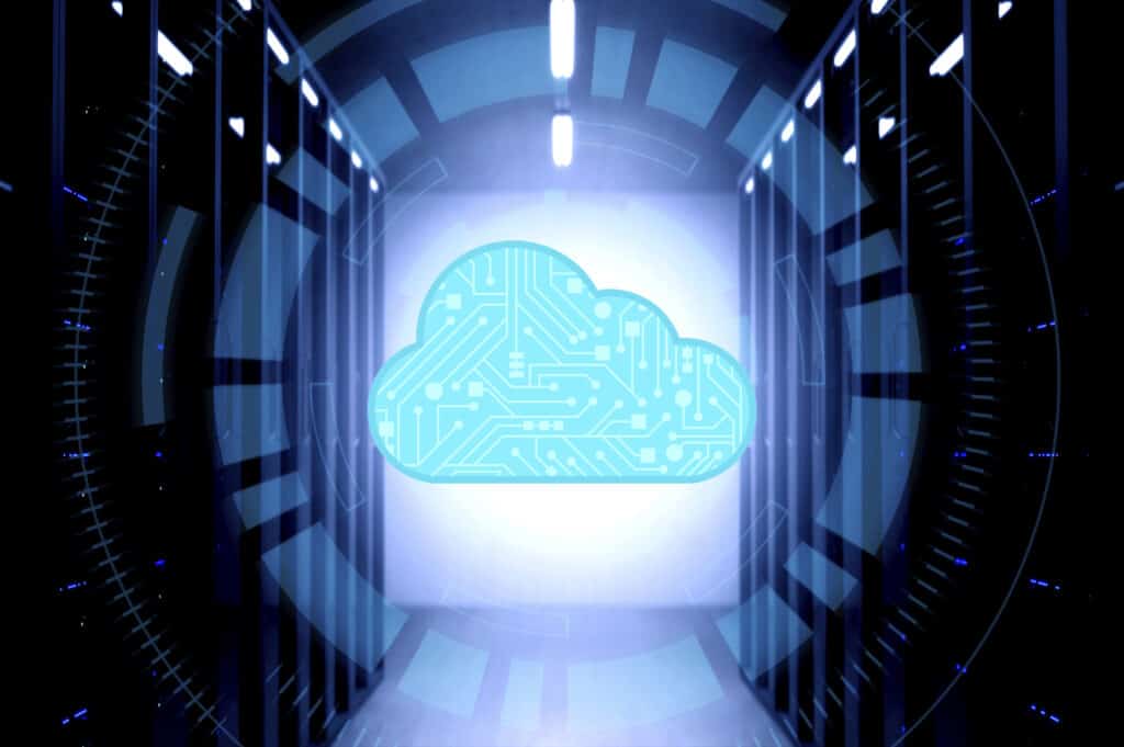 server with a cloud icon, symbolizing how Page Steady efficiently manages your hosting needs with cloud-based solutions